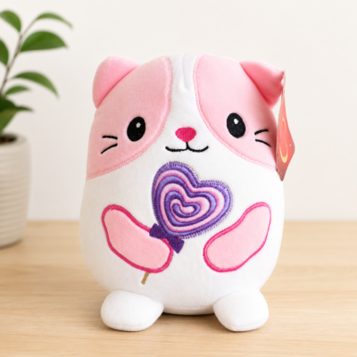 Peluche Gatito Rosa - Edición Paleta Corazón