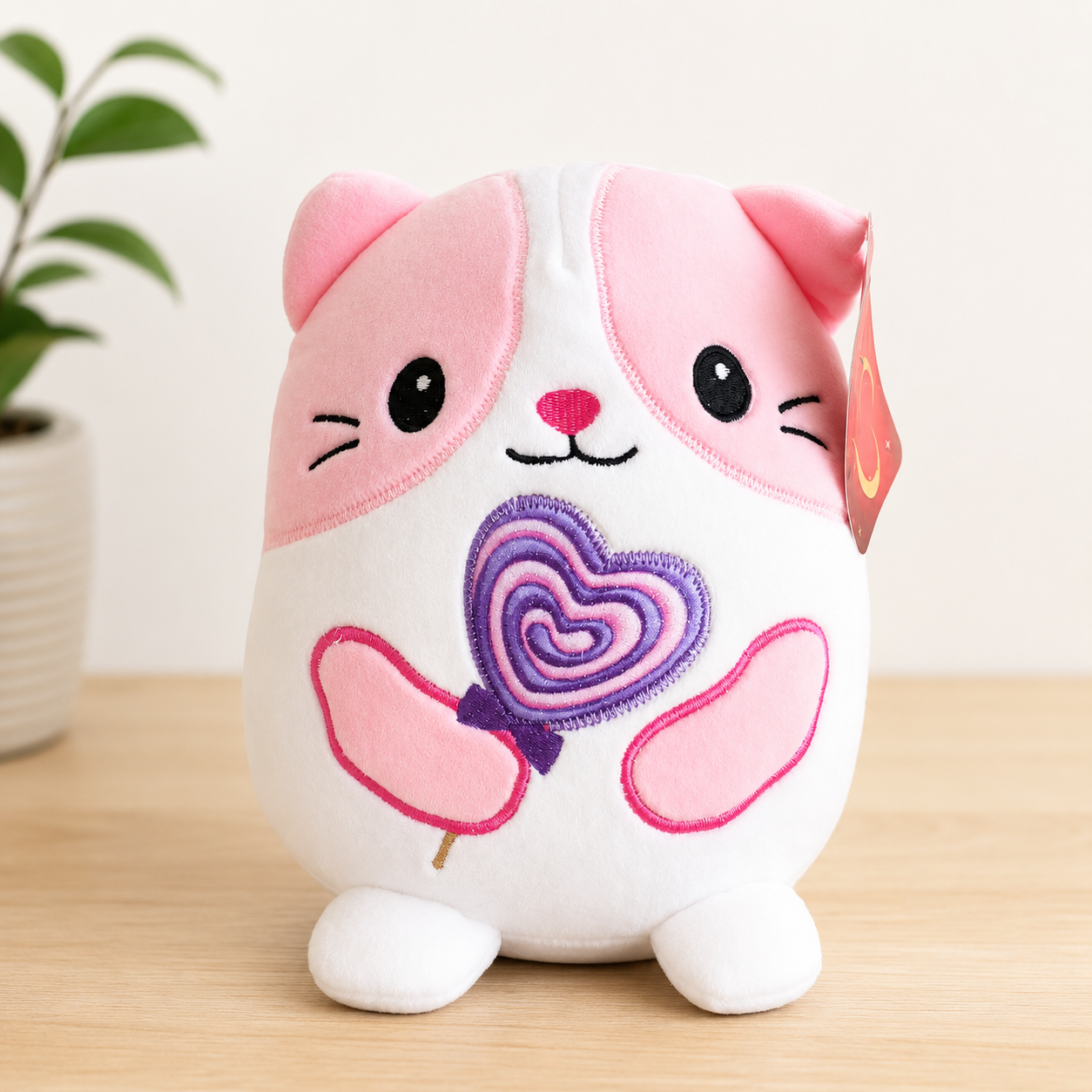 Peluche Gatito Rosa - Edición Paleta Corazón