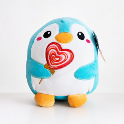 Peluche Pingüino Celeste - Edición Corazón